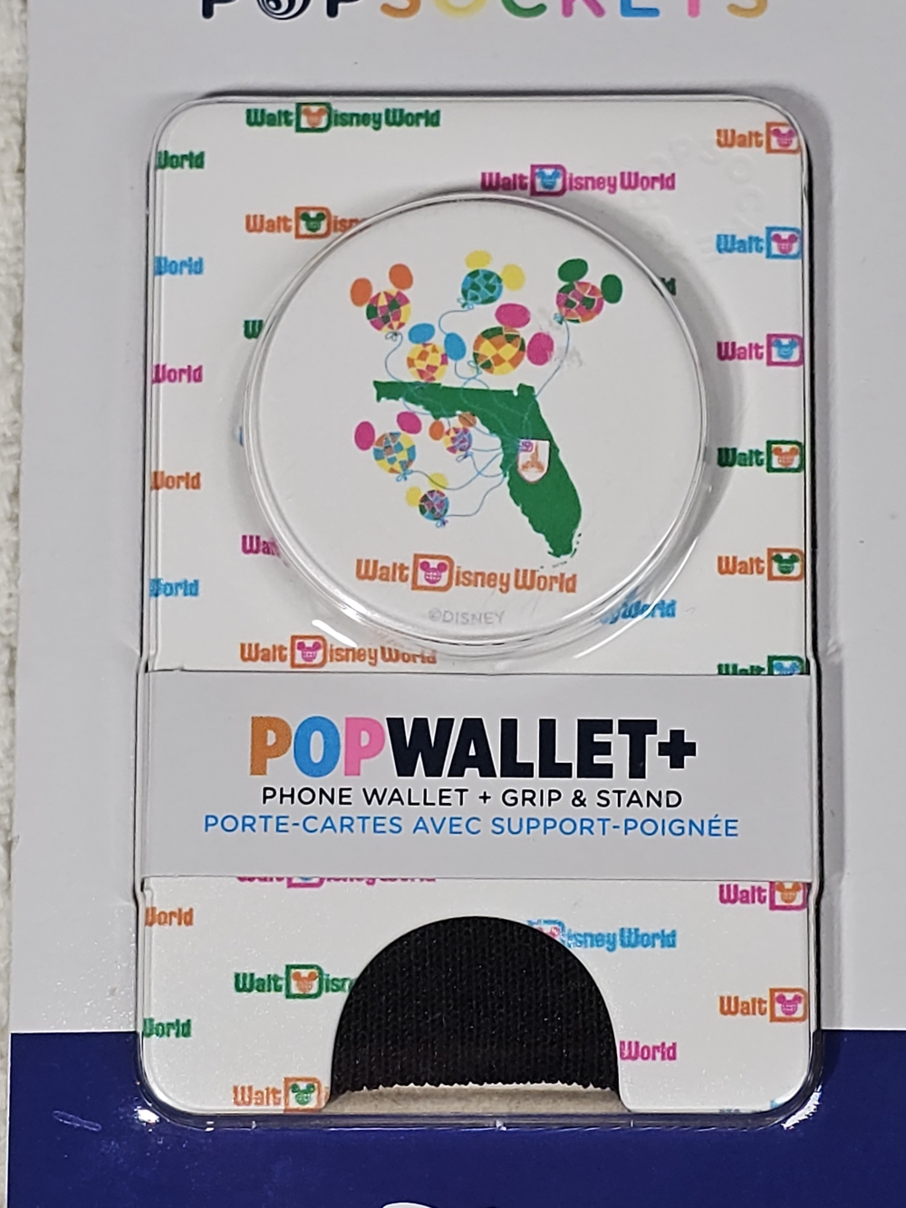 Disney PopWallet+ Phone Wallet & Grip - White with Multicolor Map Balloons